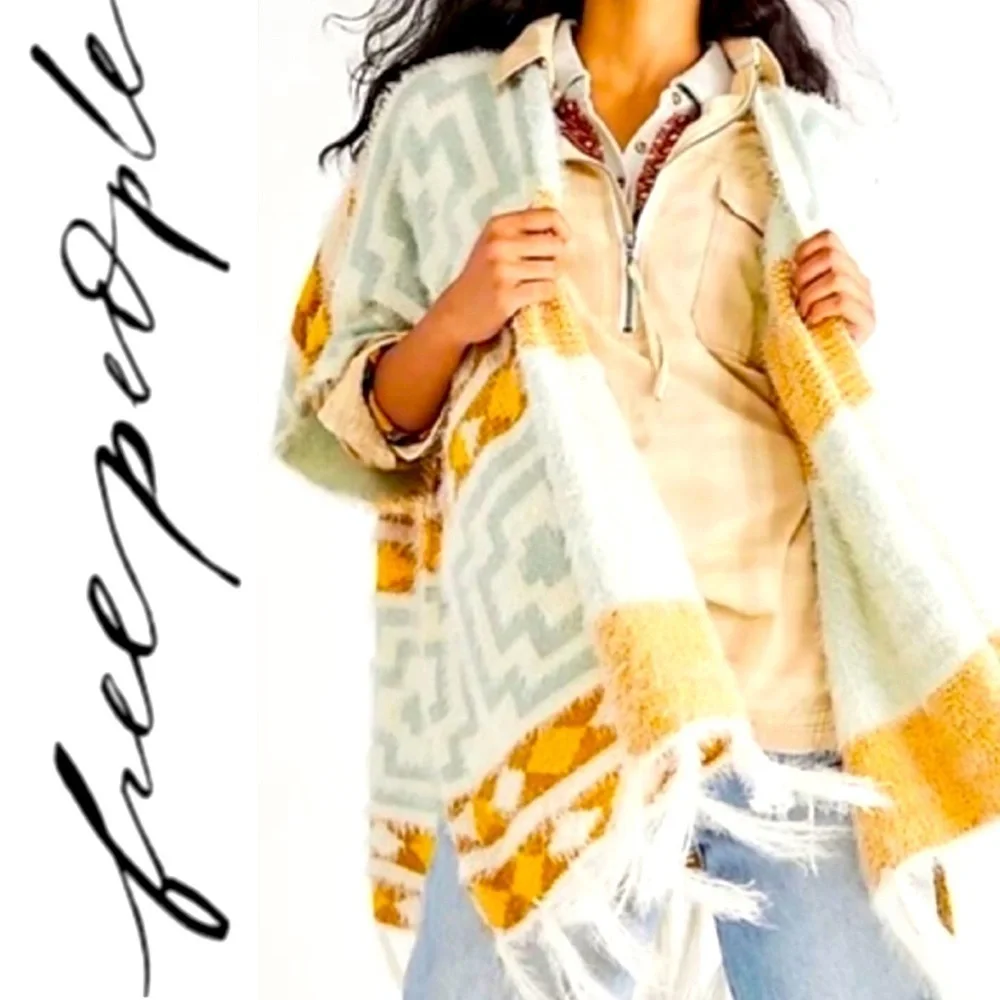 Free People Diamondback Cozy Kimono in Ivory & Cream - OS - Yellowstone vibe! 🦌